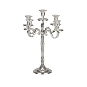 Candélabre argenté de luxe à 5 bras pour décoration de mariage disponible sur Offre Spéciale - Product Image 1