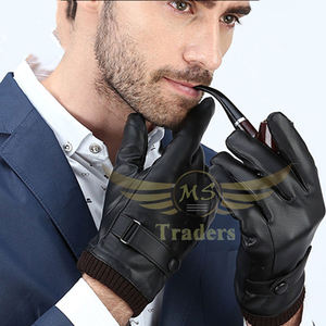 Gants de moto unisexes antidérapants pour hommes, en cuir, taille parfaite, à la mode, écran tactile pour doigts chauds, de haute qualité - Product Image 2
