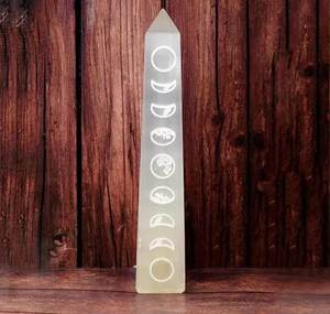 แผ่นหินอัญมณีสำหรับการทำสมาธิรูปพระจันทร์เซเลไนท์ทำด้วยมือแผ่นหินกึ่งมีค่างานฝีมือจักระ - Product Image 5