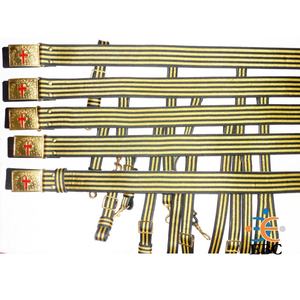 OEM Uniforme Caballero Templario Espada Cinturón 2 Eslingas Hebilla Ajustable Cuero Genuino Rayas Metálicas Trenza Exportación Cinturón Corp. - Product Image 4