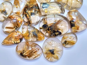 Thạch Anh Rutile Vàng Tự Nhiên Và Hematite Cabochon Trộn Hình Dạng Đá Quý Hiếm Chất Lượng Hàng Đầu - Product Image 4