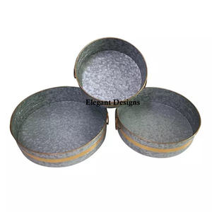 Plateau de service personnalisé, plateau de service de luxe en fer plaqué blanc, forme ronde, livraison gratuite - Product Image 1