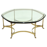 Table basse avec plateau en verre et en métal, produit de fabrication, nouveau design, partie haute en verre, pour salon, bureau