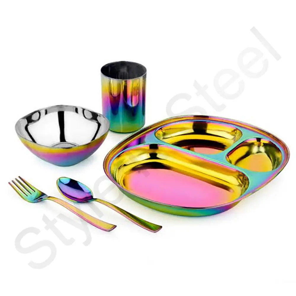 Set da 5 pezzi per la cena a colori Set da 5 pezzi in acciaio inossidabile il miglior Set da pranzo in acciaio inossidabile prezzo all'ingrosso