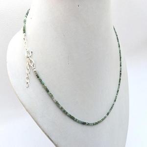 Collier à crochet réglable en argent sterling 92.5 18 "de long chrysoprase naturelle à facettes perles de rondelle bijoux faits à la main - Product Image 1