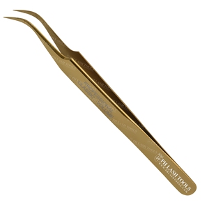 Eyelash Extension Strong Curved Tip Tweezer in Gold Color Private Label, Stainless Steel Eyelash Extension Tweezer Private Label - Product Image 2
