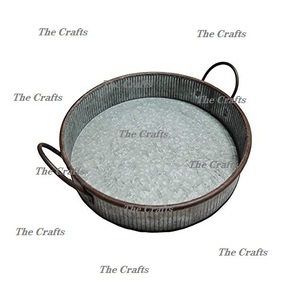 Bandeja de Servicio Ovalada Galvanizada de Lujo para Té, Café, Aperitivos y Chocolate con Asas a Bajo Precio - Product Image 2