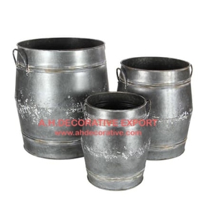 Galvanized Zinc Bucket Planters Set Of 3 for Garden Decorate Best Selling Metal Zinc Bucket Flower <b>Pots</b> Planter for Living Room - Product Image 6