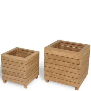 Garden Accessories Wooden Teak Planter For Flower / Plant with solid teak wood