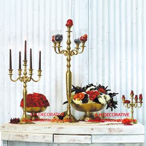 Candélabre en métal enduit noir 5 bras avec cristal Votive & Drops Design unique Vaisselle de mariage et de fête Candélabres faits à la main - Product Image 2