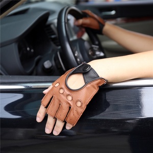 Gants de conduite en cuir de mouton véritable, mitaines sans doigts, de haute qualité, nouveaux modèles 2022 - Product Image 1