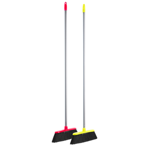 Indoor Fluo Colors Superior Plastic Manual Broom with Metal Stick - No Dust Bristles | Made in Italy
