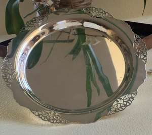 Plateau à miroir rond en métal design moderne ton or de luxe exclusif unique forme et taille personnalisées - Product Image 3