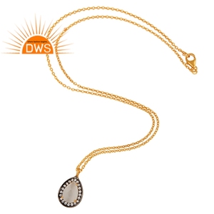 Collar con colgante de plata de primera ley y piedra lunar para mujer, collar, Gargantilla, plata esterlina 925, piedra lunar, zirconia, circonita, zirconita, color blanco, forma de pera - Product Image 2