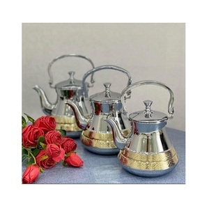 Fantástico diseño Metal Color plata servir tetera y cafetera para beber Juego de tetera de calidad superior de tres - Product Image 1