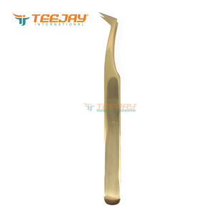 Pince à épiler TEEJAY Plasma Gold L Boot Volume pour extensions de cils, en acier inoxydable, pointe dentelée, manche de 10 mm, prise en main parfaite, antistatique - Product Image 5