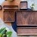 Plateau de rangement moderne en bois massif |   Carré brun naturel avec finition noyer par KSN - Product Image 2