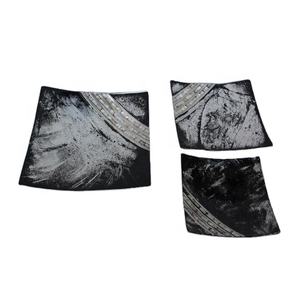 Bandeja cuadrada de aluminio fundido de gran venta con esmalte negro seguro para alimentos y cuenco para servir hecho a mano con mosaico de nácar - Product Image 1