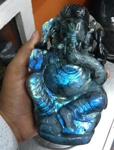 Sculpture religieuse de Ganesh en labradorite, statue sculptée à la main, figurine fabriquée en Inde, pierre précieuse artisanale, tailles personnalisées - Product Image 2