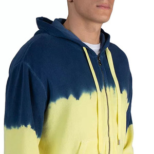 Sweat-shirts à capuche noirs personnalisés, style tie-dye froissé, avec deux couleurs attrayantes pour hommes - Product Image 6