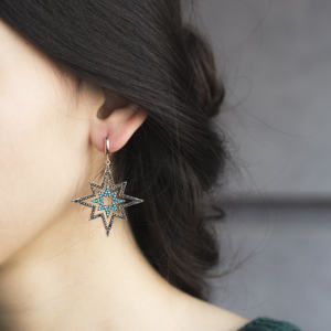 925 argent Sterling Étoile Balancent Boucles D'oreilles Turc En Gros Fait À La Main En Argent Sterling Boucle D'oreille - Product Image 4