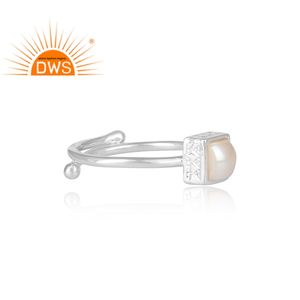 Anillo de Plata de Ley 925 con gema de perla Natural, joyería de diseño - Product Image 3