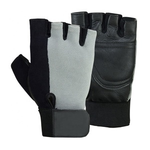 Guantes de levantamiento de pesas con agarre de cuero negro para hombre, guantes lisos de protección para gimnasio - Product Image 3