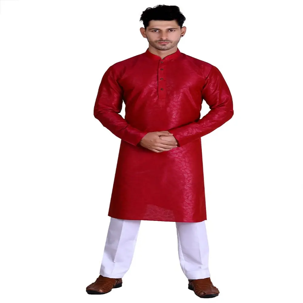 Mais Novo Designer de Todo o Tamanho dos homens Kurta Pijama de Seda