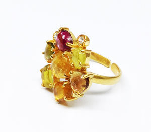 Vente en gros de diamant plaqué or, anneaux en pierre précieuse Multi Tourmaline, fait à la main, unisexe, vêtements quotidiens, vente en gros, 925 - Product Image 3