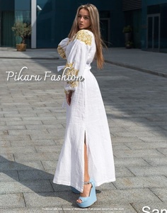 ชุดเดรสปักลายขนาดใหญ่พิเศษคอกลมพร้อมพู่แขนลูกโป่ง,ชุดเดรสยูเครนสำหรับงานแต่งงาน - Product Image 3