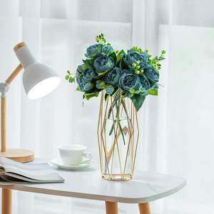 Luxury Design <b>Glass</b> Flower <b>Vase</b> for Home Party and Wedding Flower <b>Vases</b> Decorative <b>Clear</b> Color <b>Glass</b> Plant <b>Vase</b> with Metal Stand - Product Image 4
