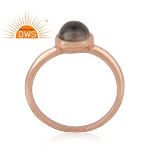 High Quality 925 Sterling Silver <b>Ring</b> <b>Rose</b> Gold Plated Jewelry Round Smoky <b>Quartz</b> Gemstone <b>Ring</b> Supplier Classic Collection - Product Image 2