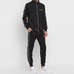 Survêtements zippés personnalisés pour femmes pour hommes, jogging élégant de créateur, avec passepoil réfléchissant et rayures - Product Image 3