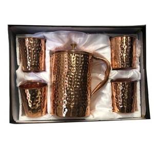 Summer Hot Sell king InternDesigner <b>Water</b> Pitcher <b>Jug</b> with <b>Glass</b> Tumbler Cups Set Drink Ware Use Copper <b>Jug</b> Best Hot Selling <b>Jug</b> - Product Image 1