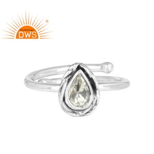 En Forme De poire Coupe Vert Améthyste Oxydé Anneau Réglable 925 Bague en Argent Sterling Fabricant De Bijoux - Product Image 1