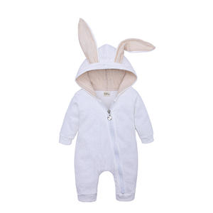Sudadera con capucha de conejo de dibujos animados, trajes de manga larga de algodón con cremallera para bebé recién nacido de 3 a 24 meses - Product Image 1