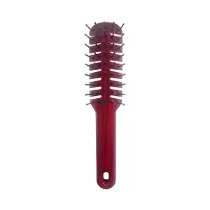 curved and vented 5 rows redwood plastic nylon pin hairbrush