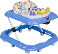 Marche-bébé pliable portable avec 5 boutons musicaux et lumineux, roues pivotantes douces et amusantes, OEM en fer et plastique pour la marche et l'apprentissage des enfants