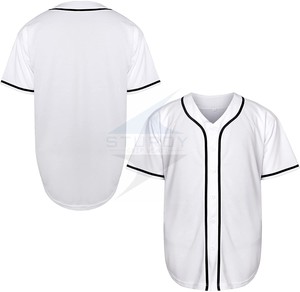 Maillot de baseball boutonné Hipster Hip Hop pour homme Maillot vierge à manches courtes en blanc Noir Sportswear Softball Tailles S-3XL - Product Image 1