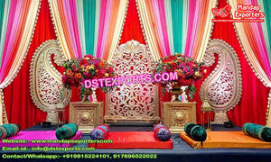 แบบดั้งเดิมปัญจาบ Mehndi การตั้งค่าเวทีปัญจาบธีมงานแต่งงาน Mehndi ตกแต่งเวทีใหม่ที่มีสีสันปัญจาบ Mehndi เวที - Product Image 3