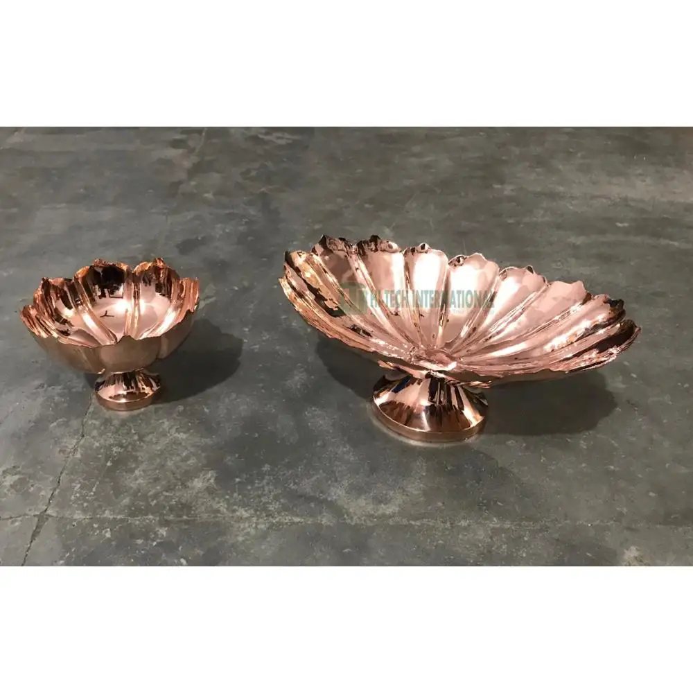 Bowls - Platters - Metal - Pure Copper - Rose Gold - Handmade - Antique - Fruit Dish - Flower Shape - Hi-tech International