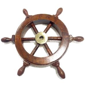 Rueda náutica Marina antigua de madera, con latón pulido y hermoso Color Natural, fabricación y suministro - Product Image 1