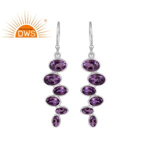 Boucles d'oreilles en argent Sterling 925, pierre précieuse améthyste, pour femmes, fabrication de bijoux - Product Image 1