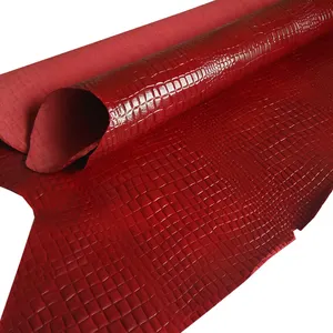 Colore rosso modello coccodrillo in pelle goffrata capra Premium