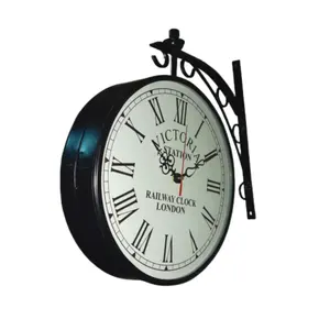 골동품 디자인 양면 아날로그 빅토리아 날씨 역 라운드 금속 시계