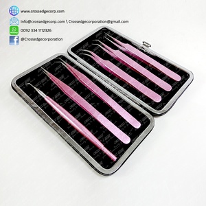 Pince à cils rose pointue avec étui personnalisé, en acier inoxydable japonais, modèle OEM CEC-EL-4161 pour fournitures d'extensions de cils - Product Image 2