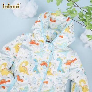 Manteau matelassé OEM ODM pour petits garçons vêtements d'hiver imperméables imprimés de dinosaures avec fermeture à glissière QC95 - Product Image 2
