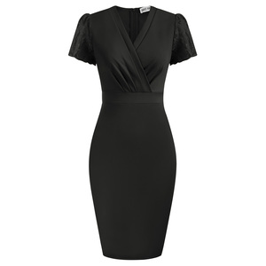 Grace Karin Phụ Nữ Surplice V Cổ Váy Ngắn Ren Tay Áo A-Line Giản Dị Sang Trọng Cộng Với Siize Phụ Nữ Ăn Mặc - Product Image 4