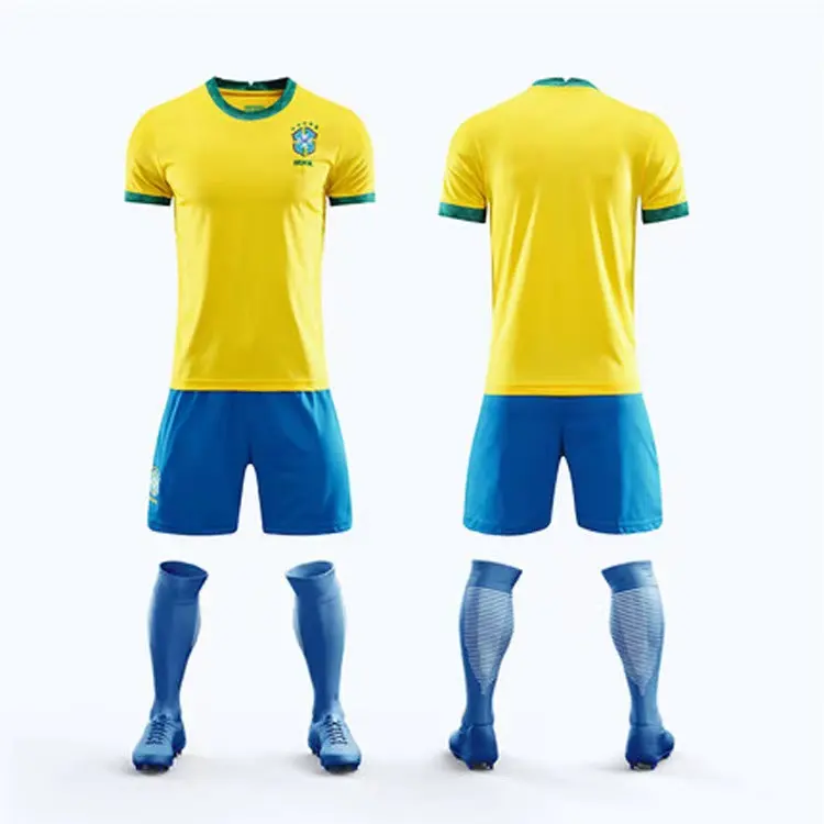 M&F Brazil Team Customized Football Uniforms Kits Brazil Team Soccer Jersey Shirts Full Sublimation Brazil