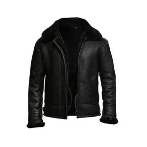 Blouson de fourrure noir homme, Slim, Design classique, à la mode, hiver, pour moto - Product Image 5